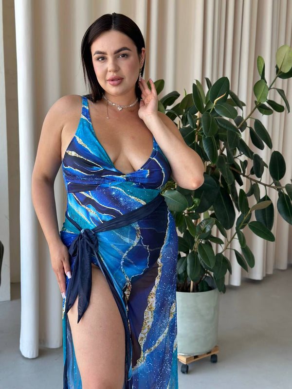 Суцільний купальник із парео