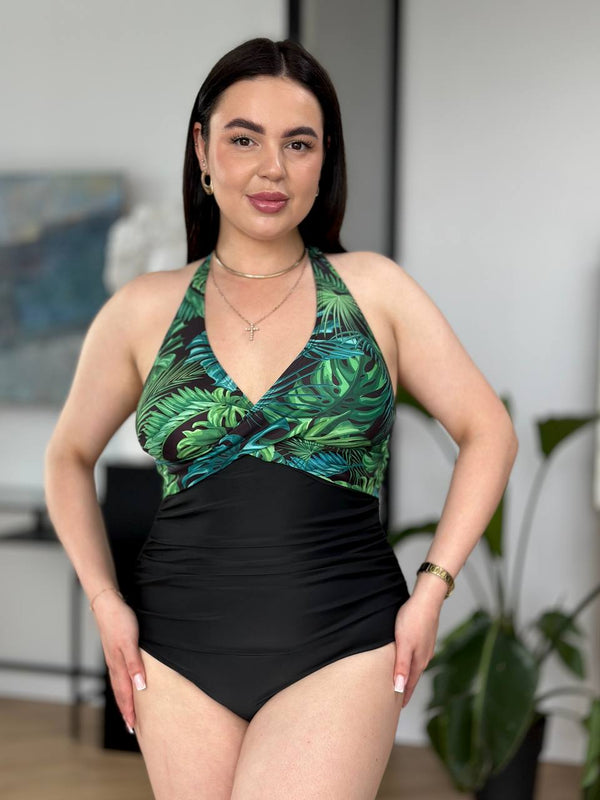Суцільний купальник з тропічним принтом